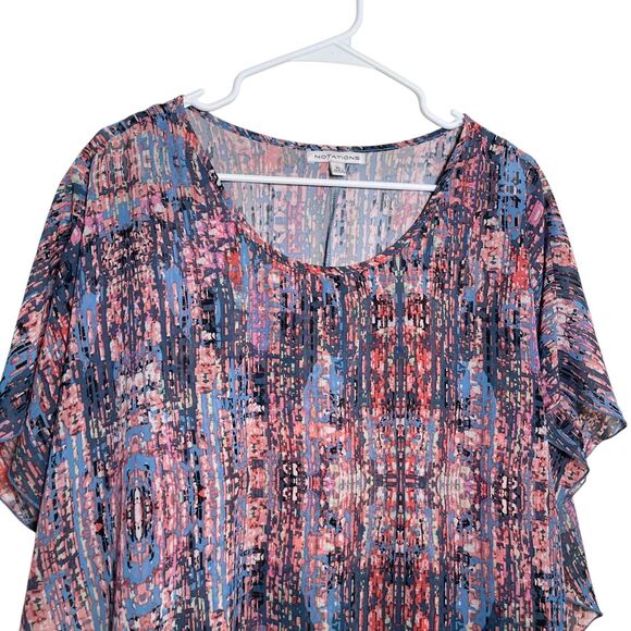 Notations Blouse Women's XL Colorful Ruffle Lined Slouchy Career Shirt Top - Picture 2 of 9